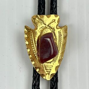 Gold Tone Southwestern Arrowhead Bolo with Beautiful Stone VINTAGE